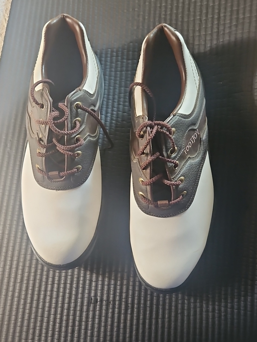 FootJoy Men’s White and Brown Classic Boat Golf Shoes